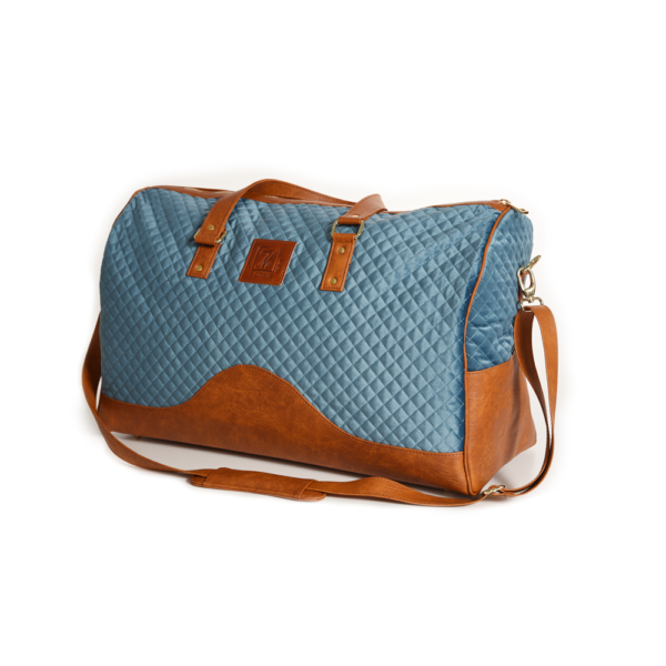 VM Luxury weekend travel bag torbica - Plava & konjak detalji eko kože